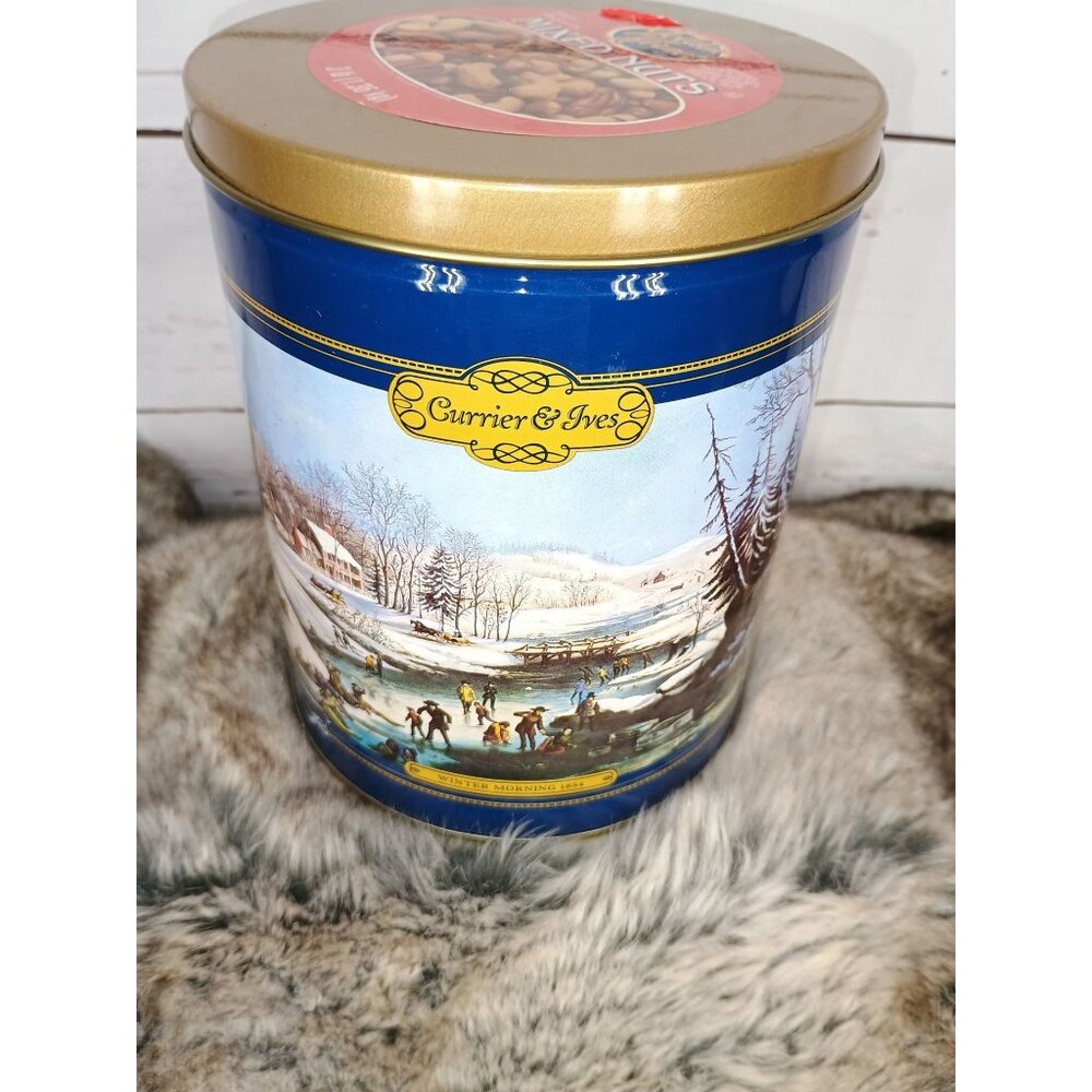 Currier & Ives "Winter Morning 1854"‎ Popcorn Nostalgia Collectors Tin vintage